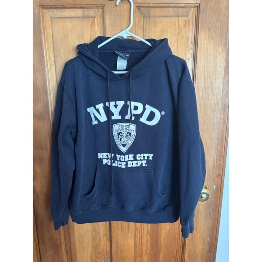 NYPD Dark Blue Hooded Sweatshirt Size Large - 80% Cotton/20% Polyester